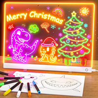 Tableau d'affichage LED avec veilleuse, 7 stylos colorés, tableau de messages en acrylique DIY, tableau de dessin pour enfants, cadeau d'anniversaire pour enfants pour le salon