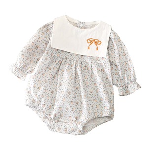 2025 ODMニット漫画花柄ロンパースかわいい新しい男の子女の子赤ちゃんの通気性のある反おなら夏のクロールスーツ長いスナップボタン - Product Image 1