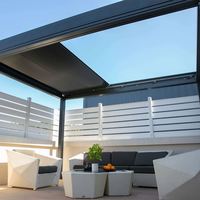 Pergola de terrasse entièrement automatique, rétractable, coulissante, pliante, motorisée, à lames orientables, imperméable, en aluminium, pour extérieur