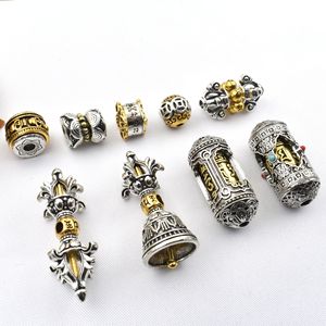 Sceptre Vajra en argent ancien bicolore à six caractères, bijou de jeu culturel avec perles, bracelet et collier Xiangyun à faire soi-même - Product Image 5