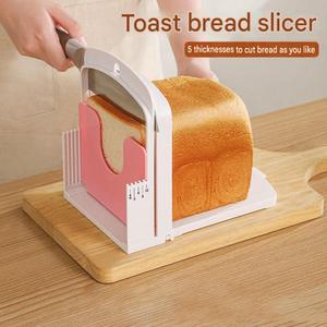 Cortador de Pan Plegable y Ajustable, Herramienta para Rebanar Pan Tostado, Molde de Plástico para Cortar Pan con Medidor de Grosor para Pasteles Caseros - Product Image 1