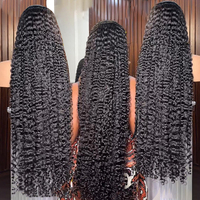 Perruque de cheveux bouclés vierges naturels vietnamiens de Birmanie, 30 pouces, HD transparente pour perruques Lace Front Double Drawn, Grade 12A, Cheveux Noirs