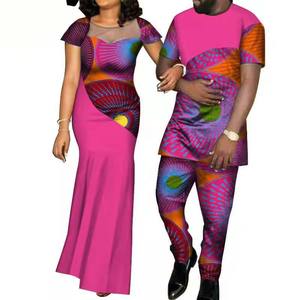 Tenues assorties sur mesure pour couples, Dashiki africain grande taille, chemises et pantalons pour hommes, ensembles pour femmes, vêtements de fête de mariage en coton - Product Image 4