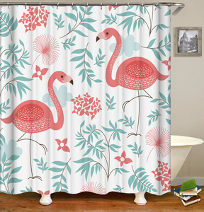 Impreso personalizado <span class=keywords><strong>de</strong></span> diseño Flamingo niños Cortina <span class=keywords><strong>de</strong></span> ducha - Product Image 1