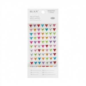 Ilan Adesivi Brillanti Triangolari Multicolore 10mm, circa 77 pz - Product Image 1