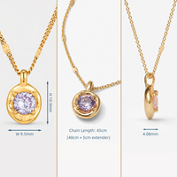 Collier pendentif cercle organique multicolore en CZ - Acier inoxydable 316L, chaîne texturée martelée en or 18K PVD, 10 couleurs disponibles