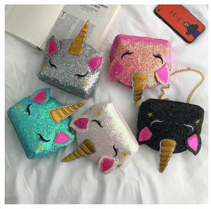 Pullu omuzdan askili çanta çocuklar gökkuşağı sevimli glitter Unicorn Crossbody çanta hediye için - Product Image 5