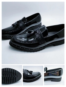 Nuevos zapatos de <span class=keywords><strong>charol</strong></span> brillante informales para hombre con logotipo personalizado, vestido de negocios a la moda, zapatos de <span class=keywords><strong>charol</strong></span> de punta suave para hombre - Product Image 5