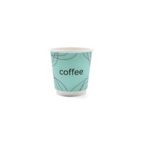 Gobelets en papier légers à double paroi, écologiques, imprimés motif ligne artistique vert menthe, pour le thé de l'après-midi et les fêtes de jardin