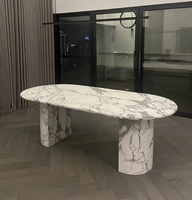 Ensemble de table à manger en marbre blanc Calacatta moderne et écologique de luxe pour la maison, la villa, la cuisine et le salon