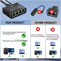 Convertisseur Gigabit 1000 Mbps, Répartiteur Internet RJ45 1-vers-4, Prolongateur 8P8C, Adaptateur Réseau, Boîtier Commutateur