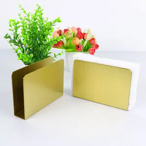 Hot Sale Kitchen Coffee Stainless Steel Silver Gold Metal Design Square Napkin Holder Gold Tone Metal Table Tissue Napkin Holder