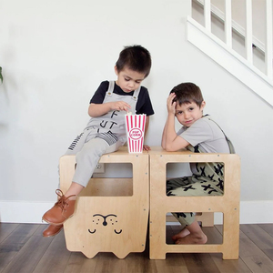 Tour d'apprentissage convertible en forme de chat, en bois, aide de cuisine pour tout-petits <span class=keywords><strong>avec</strong></span> tableau noir pour les tout-petits de 1 à 5 ans - Product Image 5