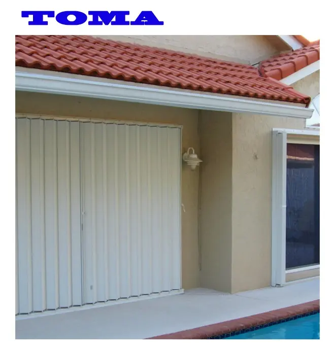 Hurricane Wind Resistance Accordion Shutter AS2047 ISO9001 ISO14001 ISO45001 CE Aluminium Doors Decoration Horizontal Villa TOMA