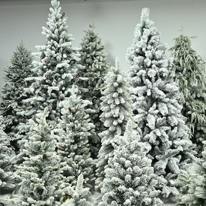 Arbre de Noël artificiel moderne avec lumières préinstallées, flocons de neige artificiels blancs, vente en gros personnalisée - Product Image 1