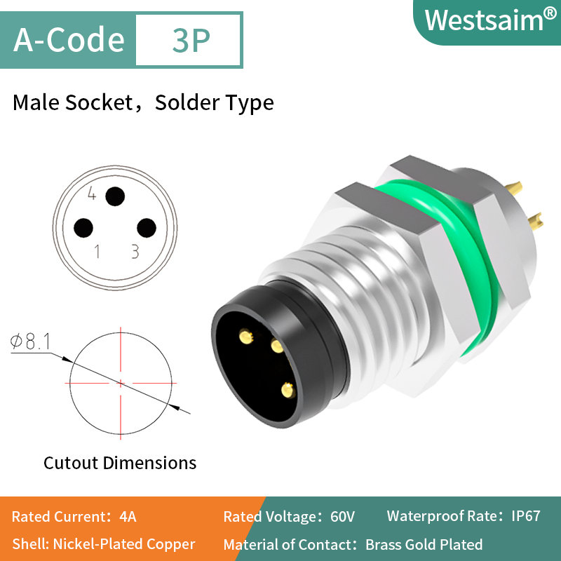 M8-A-3 male M8*1.0