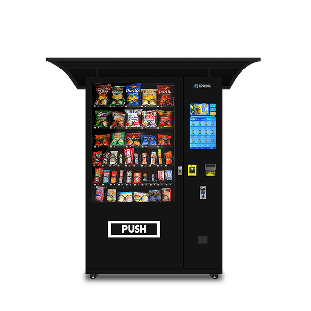 Smart 24H Refrigerated Outdoor Snack and Drink Combo Vendor with Protective Canopy Automatic Vending Machine