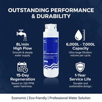 Filtre à résine en ligne KM230 8L/min Adoucisseur d'eau à échange d'ions Capacité 6000L Douche Laverie Hôtel Garage Extérieur NSF OEM