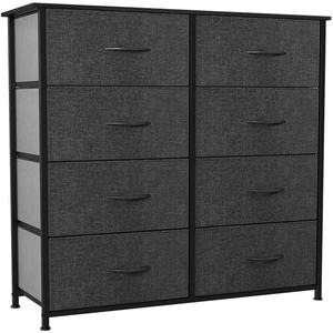 Dark Gray Retro Non-woven Art Drawer Storage Cabinet Wooden Handle Clothes Sorting Box Bedside Living Room Closet