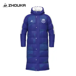 Outwear invernale impermeabile morbido tessuto calcio giacca piumino moda calore lungo calcio piumino per adulti e bambini