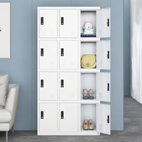 Serrure à clé commerciale en acier laminé à froid à 4 niveaux et 12 portes Structure démontable Armoire de rangement pour salle de sport