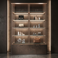 Étagère murale décorative de luxe en laiton doré et acier inoxydable, support pour panneau de fond et ornements, pour outils de salle de bain et articles de salon
