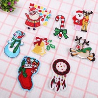 Lot de 8 patchs brodés de Noël, badges brodés à la machine, motifs de boutique, Père Noël, cloche, canne à sucre