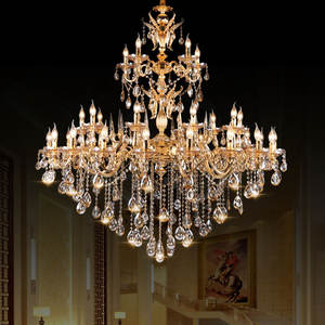 Europa Iluminación Sala de estar Hotel Vestíbulo Lujo Oro Vela Led Bombillas K9 Candelabros de cristal - Product Image 3