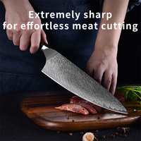 Couteau de cuisine en acier véritable damas japonais VG10 de 7 à 8 pouces, manche en résine durable et tranchant forgé à 67 couches pour bouchers