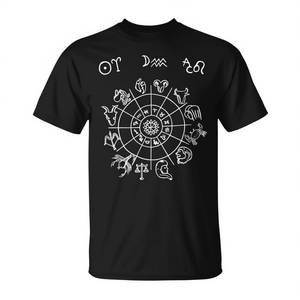 Camiseta de astrología con diseño de horóscopo y signos del zodíaco, camisa negra para hombre - Product Image 2
