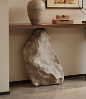 Table d'appoint en marbre vert Rainforest au design moderne, tables consoles creuses pour salon