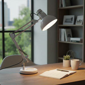 ANTIGONA Articulated Desk <b>Lamp</b> 1xE27 Chrome White Finish with L.15xAnx.12 <b>Table</b> Top - Product Image 3