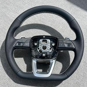 Volant de voiture en cuir perforé pour <span class=keywords><strong>Audi</strong></span> A4 R8 Tt Mk2 Mk3 B8 <span class=keywords><strong>RS</strong></span> TTS Ttrs Rs3 Rs6 RS4 RS5 RS7 A3 A5 A6 C6 A7 A8 A1 Q3 Q5 Q7 - Product Image 5