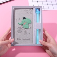Lindo Juego de Cuadernos Escolares para Niños, Regalo con Bolígrafo para Estudiantes, Diseño Exquisito de Panda/Delfín, 100 Hojas, Bloc de Notas Personalizable (A7)