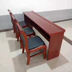 Middle Table Conference Table Solid Wood Veneer Long Table Meeting Room Office Training Desk Chair <b>Set</b> - Product Image 2