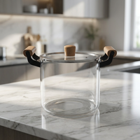 Bocaux en verre borosilicate classiques et durables pour soupes et bouillons, avec poignées en bois, résistants à la chaleur, compatibles lave-vaisselle, couvercles en verre – Vente en gros