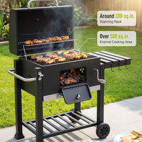Parrilla de Carbón de Diseño Moderno, Tamaño Familiar, Ahumador, Asador, Horno de Acero Inoxidable, Portátil para Barbacoa al Aire Libre, Reuniones Familiares
