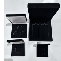 Grande boîte carrée de dalles de pièces de monnaie de velours de 19*19cm Flocking Medallions Badge Box