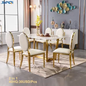 Factory sale customized durable small CBM gold or silver detachable royal round back stainless steel 2 in 1dining chair