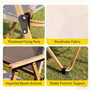 Silla de Jardín Plegable Portátil Kermit para Exteriores, Patio, Camping, Diseño Moderno de Tela Oxford, Madera Maciza y Metal de Aluminio - Product Image 3