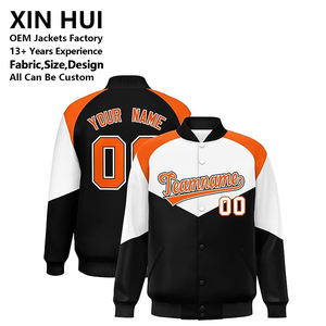 Custom Streetwear Color Block Varsity <b>Jacket</b> Embroidered Team Name Logo <b>Patchwork</b> Baseball Bomber <b>Jacket</b> for Men Women - Product Image 1