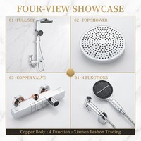 Ensemble de douche multifonction 4 modes avec corps en cuivre, support en alliage d'aluminium, douchette à main, pulvérisateur de bidet et bec de douche inférieur pour la maison