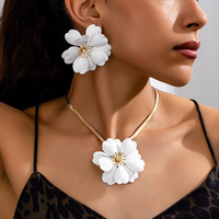 Parure de bijoux pour femme plaqué or, motif floral peint par pulvérisation, collier et boucles d'oreilles pour mariage, fête, fiançailles, en alliage
