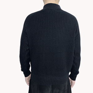 Autumn <b>Mock</b> <b>Neck</b> Diagonal Design Knit <b>Sweater</b> Print Pattern Trendy Casual <b>Men's</b> Fitted Top - Product Image 1