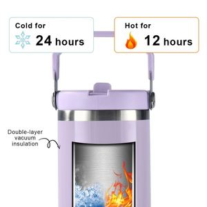 Vaso Térmico Personalizado con Logotipo de 30 oz, Taza de Café de Acero Inoxidable de Doble Pared con Aislamiento al Vacío, Vasos de Viaje para Auto de 30 oz con Asa y Tapa - Product Image 2