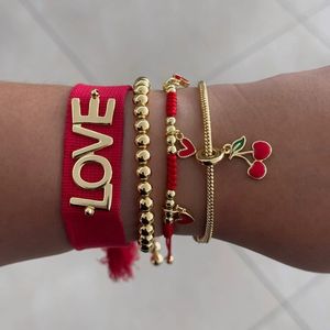 <span class=keywords><strong>Bracelet</strong></span> à breloques fleur de cerisier fleur d'amour fraise rouge émail doré avec chaîne serpent <span class=keywords><strong>Bracelet</strong></span> pomme fruit - Product Image 5