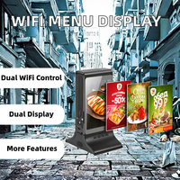 Arrivées Écran publicitaire LCD portable Télécommande WIFI Double écran Media Top pour restaurants Publicité intérieure intérieure