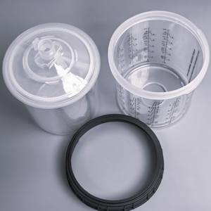ถ้วยตวงสีพลาสติกใส PE ขนาด 850 มล. ยี่ห้อ <span class=keywords><strong>ROMWE</strong></span> พร้อมฝาปิดและมาตรวัด สำหรับงานซ่อมสีรถยนต์และสารเคมี - Product Image 2