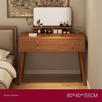 Coiffeuse en bois avec miroir lumineux et tabouret rembourré, bureau de maquillage moderne pour chambre à coucher
