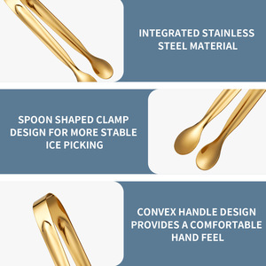 Stainless Steel Ice Tongs Reusable For Coffee Sugar Cubes Biscuits Bar Tools - Product Image 5
